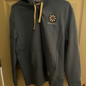 Life is Good Women’s Blue Hoodie Sweatshirt Medium